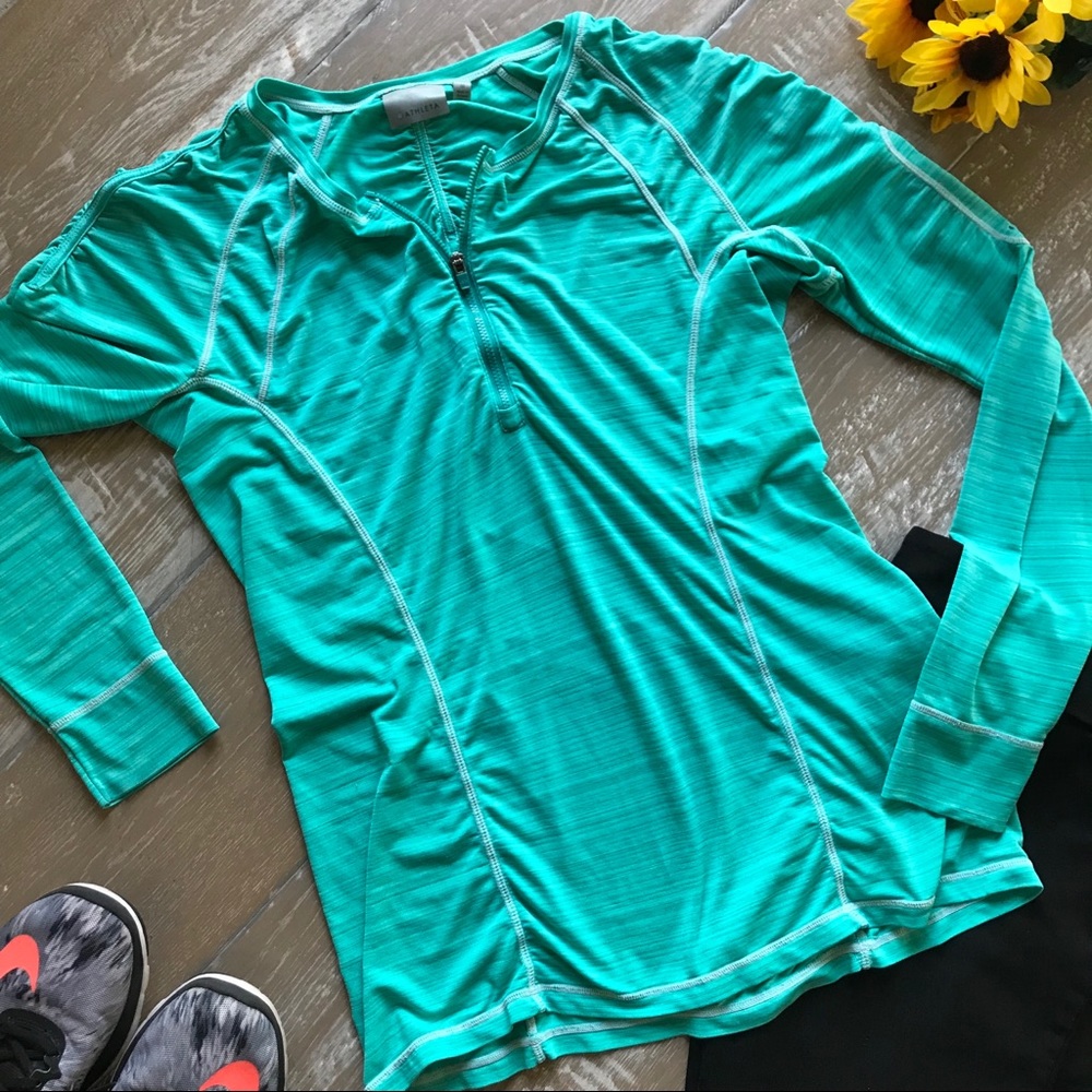 Athleta | long sleeve 1/4 zip top - turquoise- med